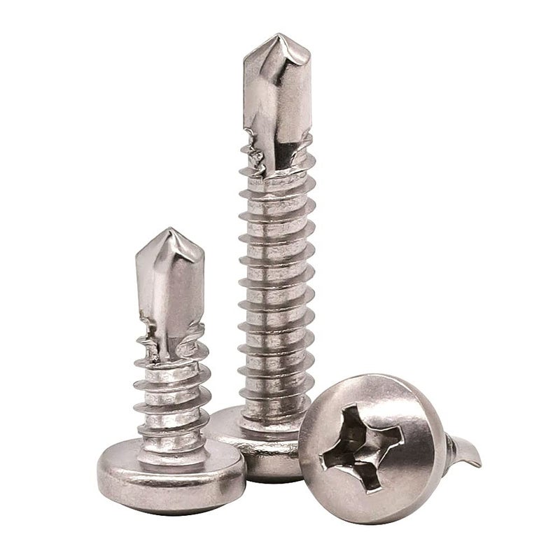 EASTLO #6 x 1/2"" Pan Head Self Drilling Screws  Phillips Drive  410 Stainless Steel Sheet Metal Screws Self Tapping  Dovetail  Pack of 100 - Image 1